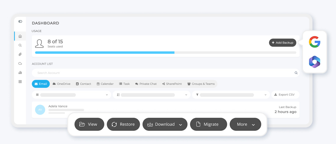 Dropsuite email backup and archiving dashboard for MSPs managing client data protection and compliance